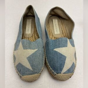 Stella McCartney Light Blue Denim Espadrilles with Cream Star, wos SZ 35, box 14